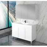Mia 1200 Matte White Free Standing Single Bowl Vanities Cabinet Only